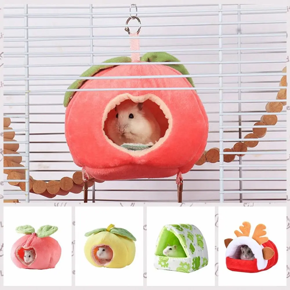 Cartoon Hanging Hamster Hammock Rat Soft Mat Cute Warm Hamster Cotton House Fruit Shape Soft Guinea Pig Nest Winter