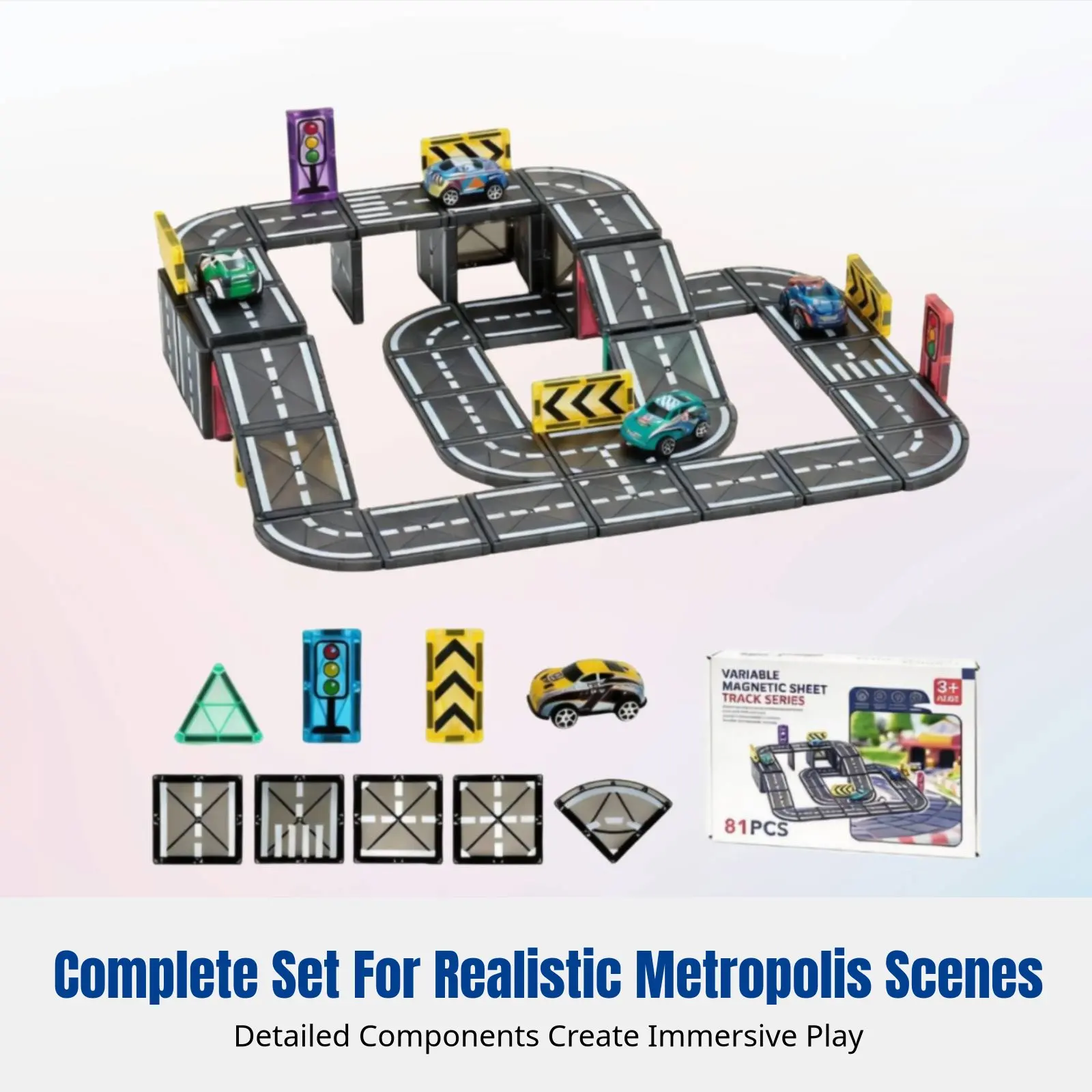 

Metropolis Track Car Tiles Set, Creative Building Blocks, Parking Lot Playset for Kids, Educational Toy