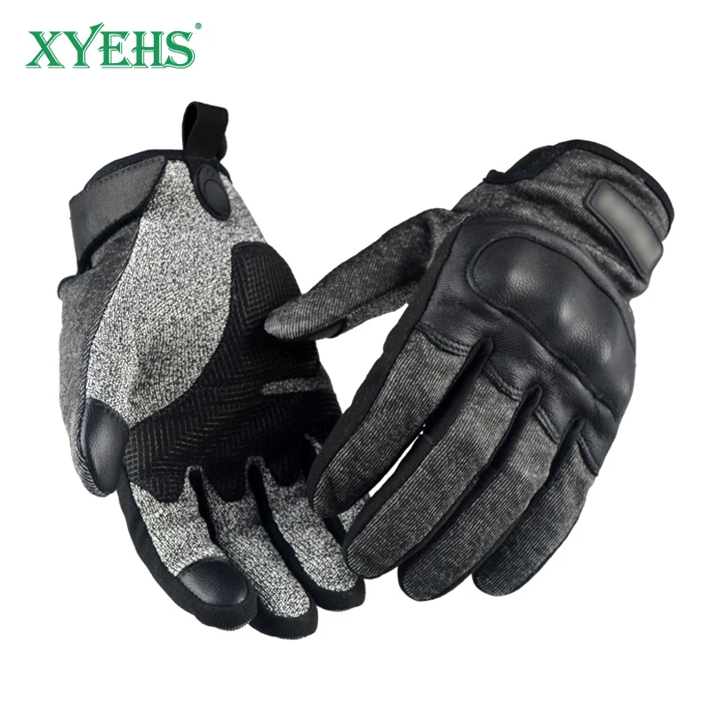 XYEHS Tactical Work Gloves for Men Military Police - EN388 Level E Cut Resistant, Touchscreen Compatible for Combat Training, Ou