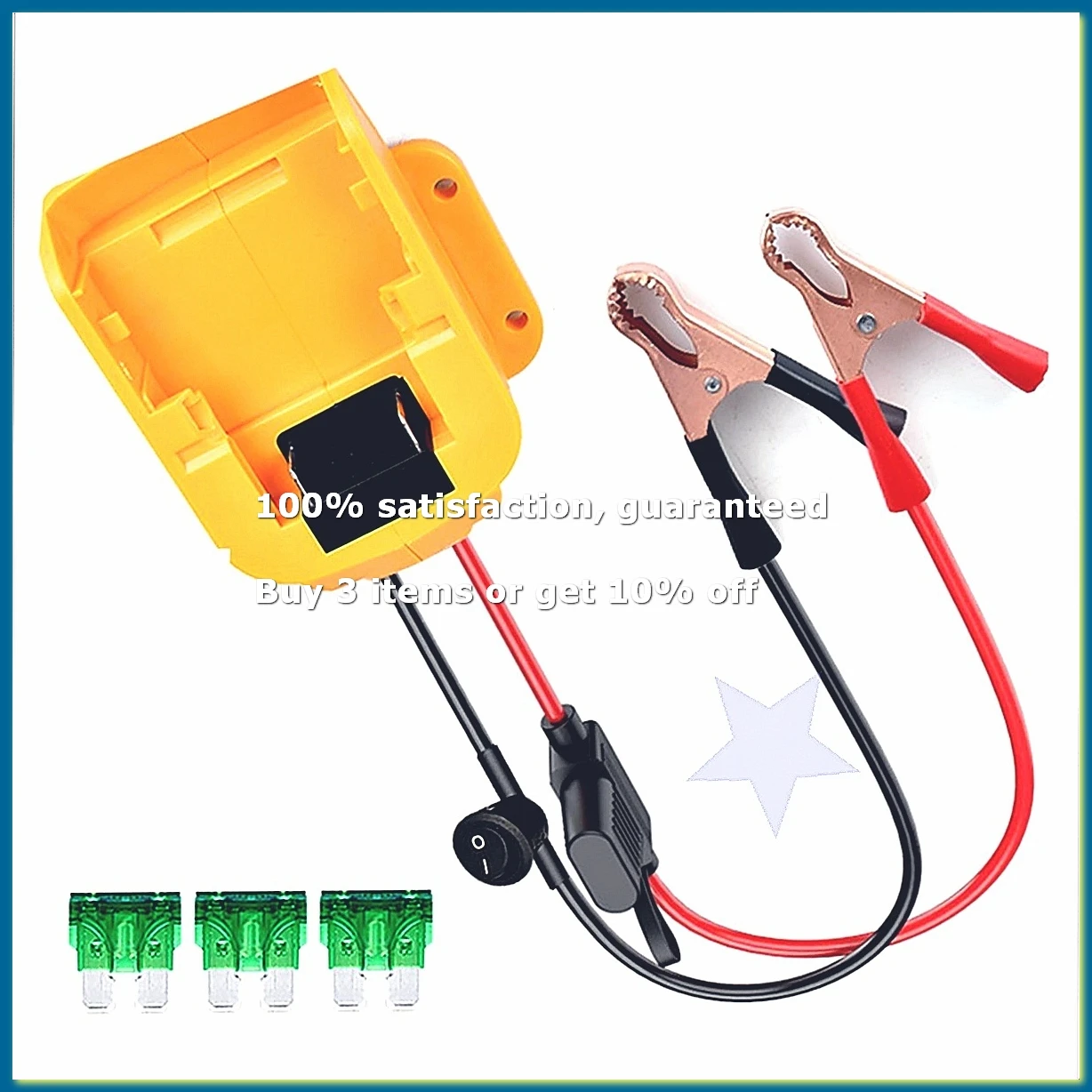 18V Li-ion Battery Car Jump Adapter Car Jumper Cables Automotive Booster Cables with Fuse Switch for