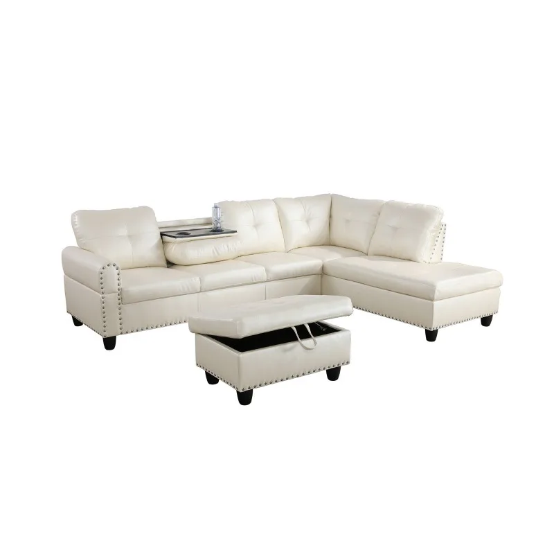 

Белые диваны, диван из искусственной кожи с пуфиком, дышащие двухслойные диваны из синтетической кожи премиум-класса для домашнего офиса, студии