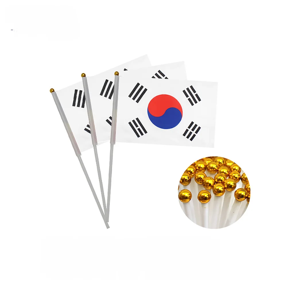 EOODLOVE 10/20/50 pieces 14 * 21cm Korean hand-held plastic stick flag outdoor celebration event Korean small flag