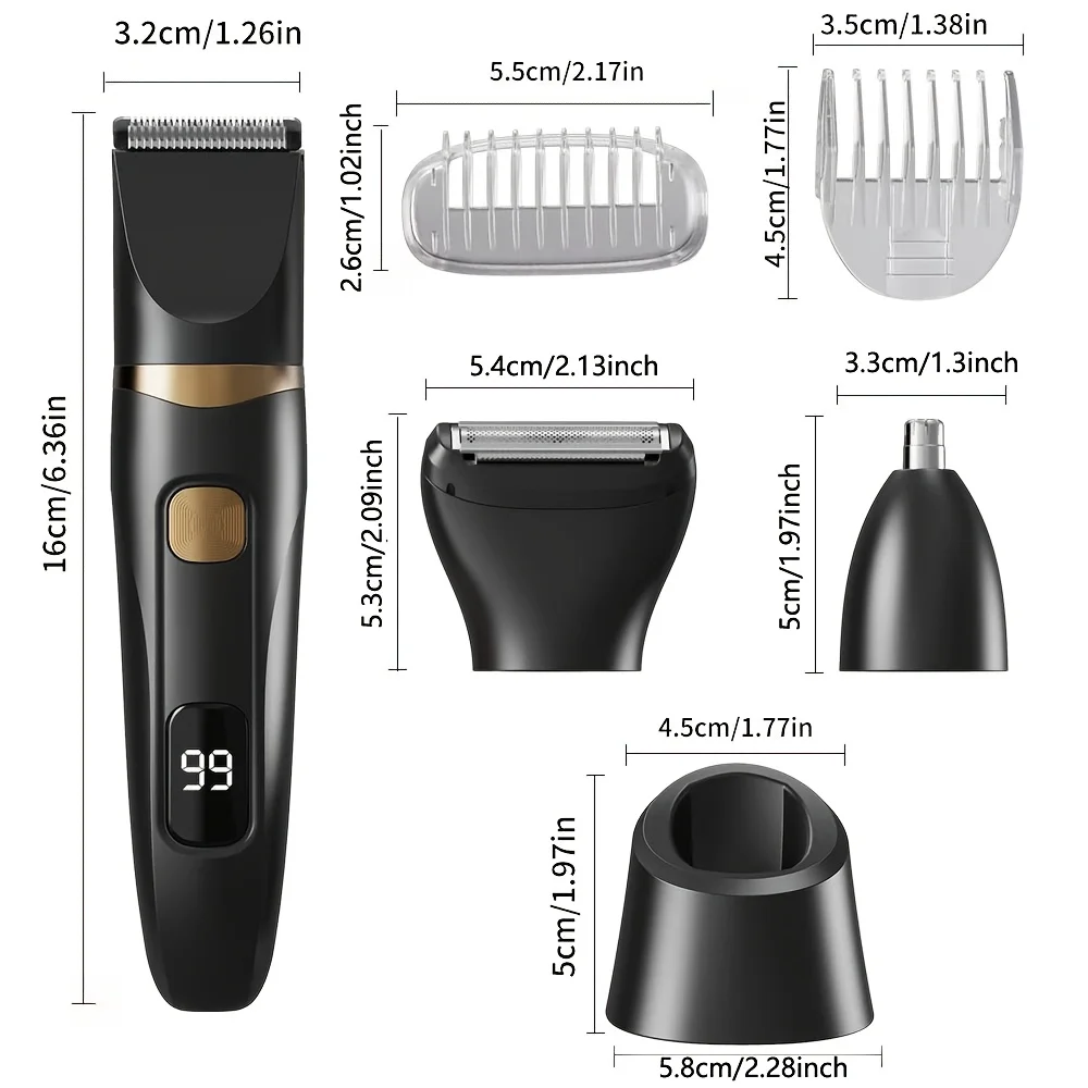 Portable 3-in-1 Electric Trimmer, Unisex, with Base Nose Hair Trimmer & Electric Shaver