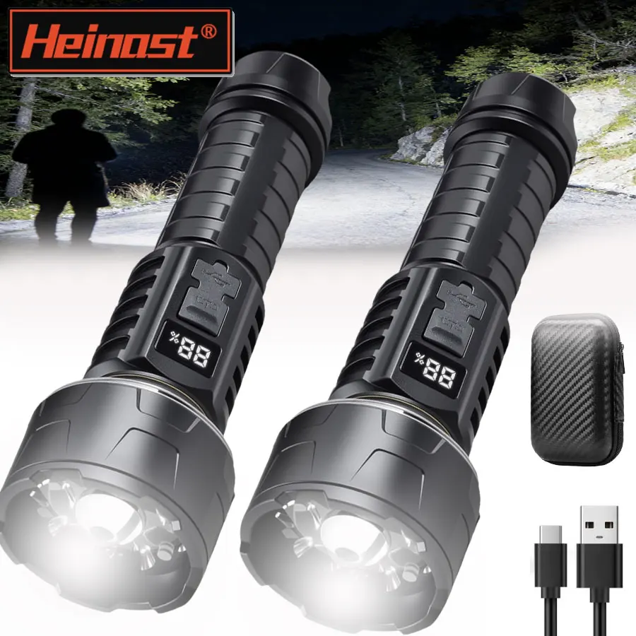 

High Power LED Flashlight Powerful TYPE-C Rechargeable COB Flashlight With Power Display Torch For Outdoor Camping Hiking