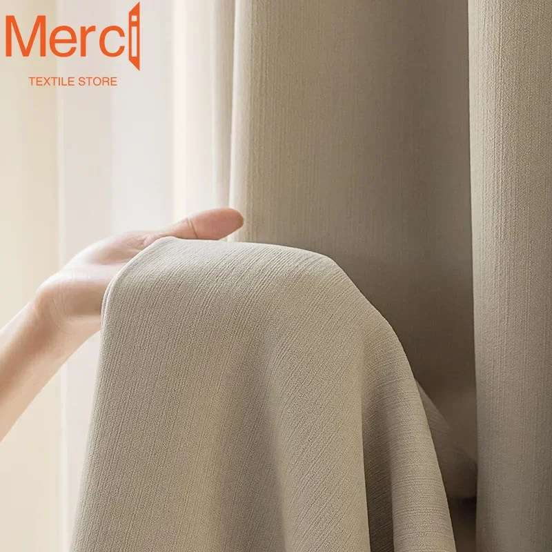 New Cream Velvet Chenille Curtains High Blackout French Light Curtains for Living Dining Room Bedroom Milk White Color Custom