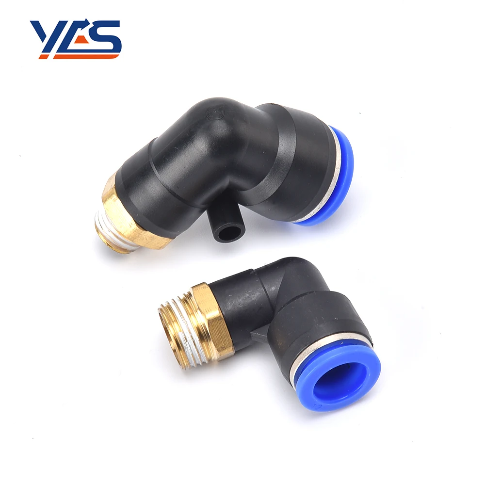 Plastic Male Elbow Fittings PL Thread Elbow Series Quick Insert Connector Pneumatic Air Plastic Pipe Push in Blue Fittings