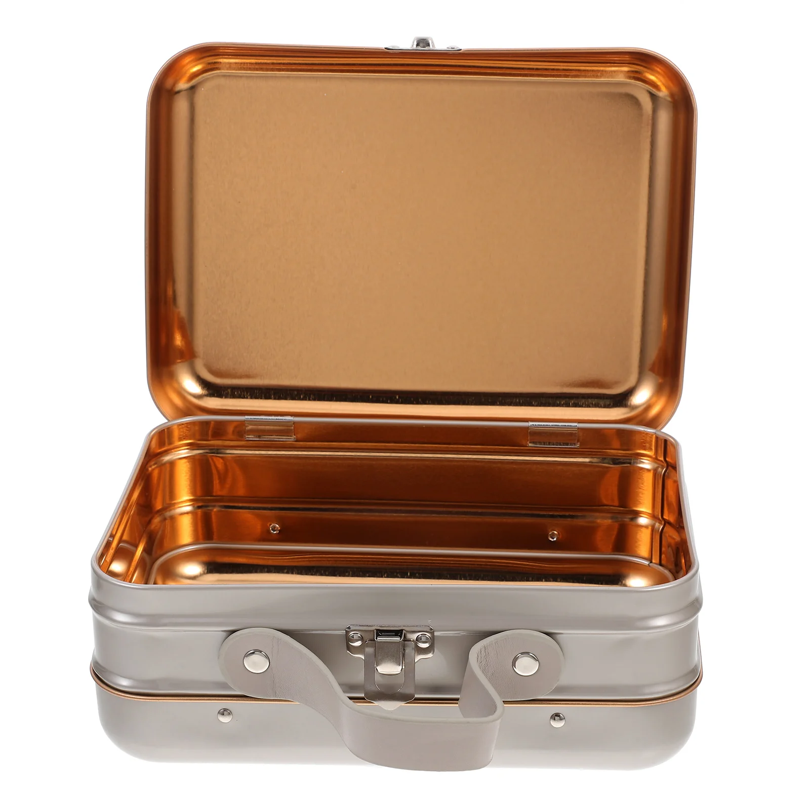 

Large Capacity Tin Storage Box With Handle Multi-Use Desktop Organizer Jewelry Coins Keepsakes Lightweight Tinplate Container