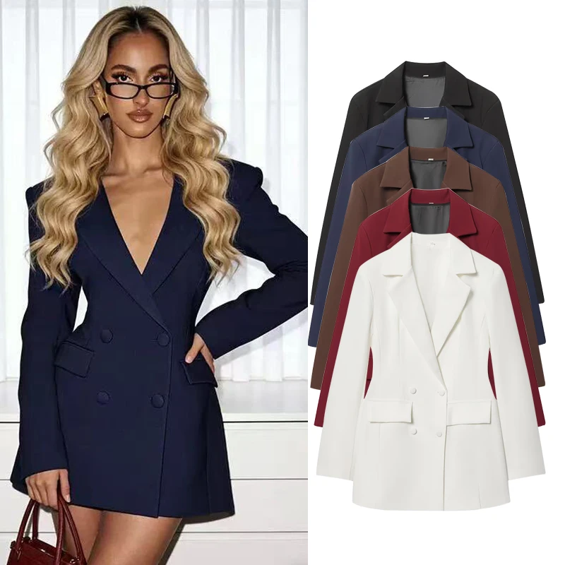 

Tidalyf2026 Новые женские весенние пиджаки, модные тонкие элегантные офисные пиджаки и куртки с v-образным вырезом, женские молодежные уличные теплые пальто для путешествий