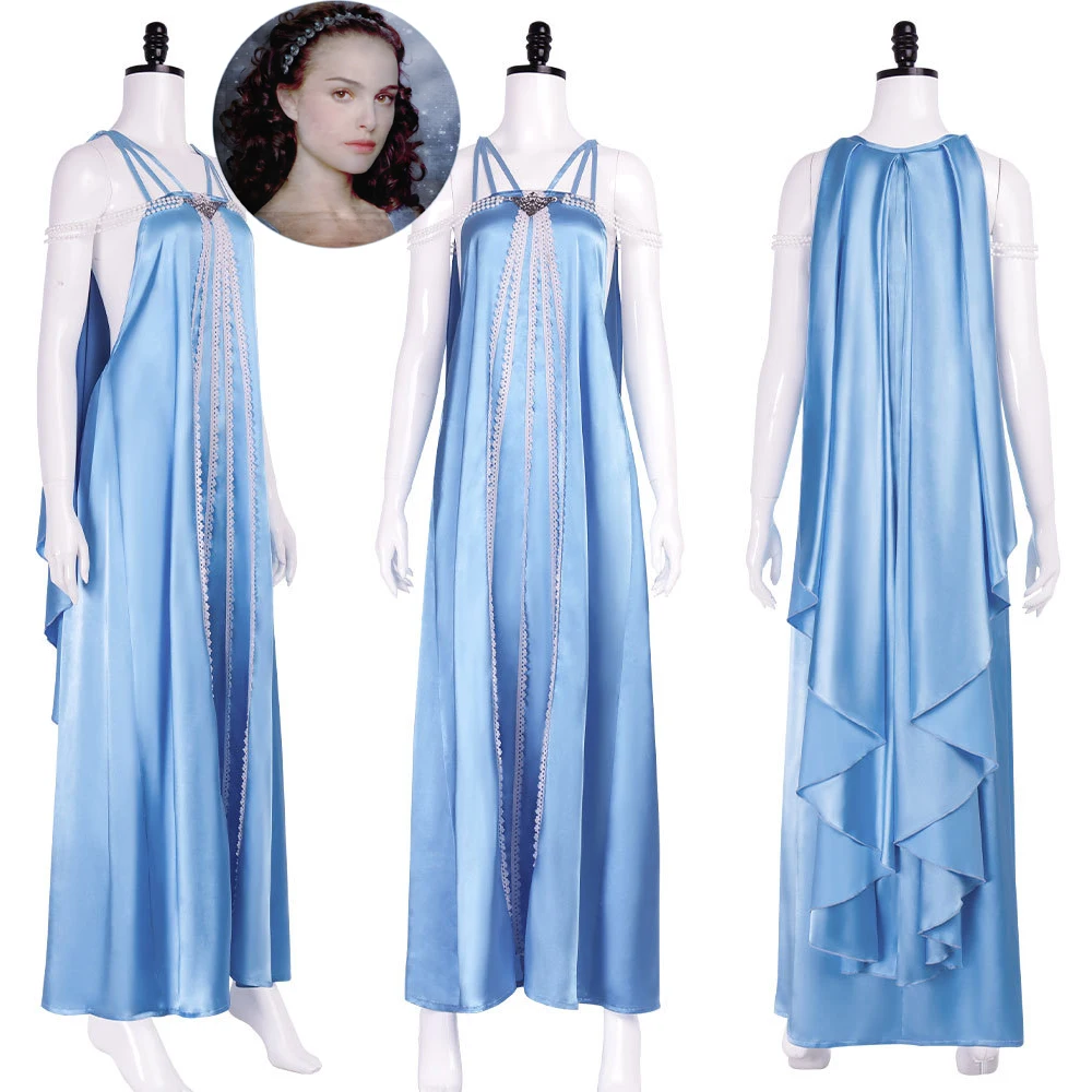 

Amidala Cosplay Princess Padmé Costume Elegant Blue Long Dress PNA Star Anime Outfits for Women Halloween Carnival Suit
