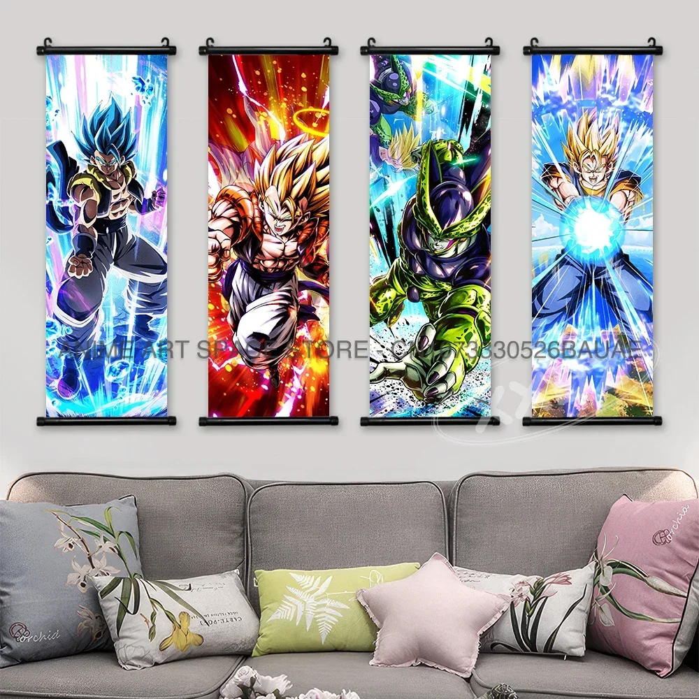 Dragon Ball Z Hängende Gemälde Zimmer Dekoratives Poster Hot Blooded Anime Saiyajin Scrolls Bild Gotenks Vegeta Cartoon Wandkunst – Detail 3
