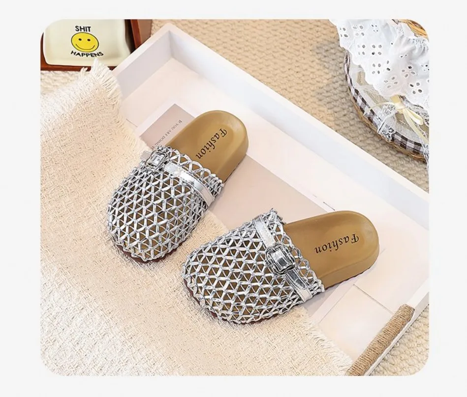 

2026 Summer New Style Children's Casual Knitted Flat Sandals - Beach-style Sandals with Slip-on Design for Comfort and Safety