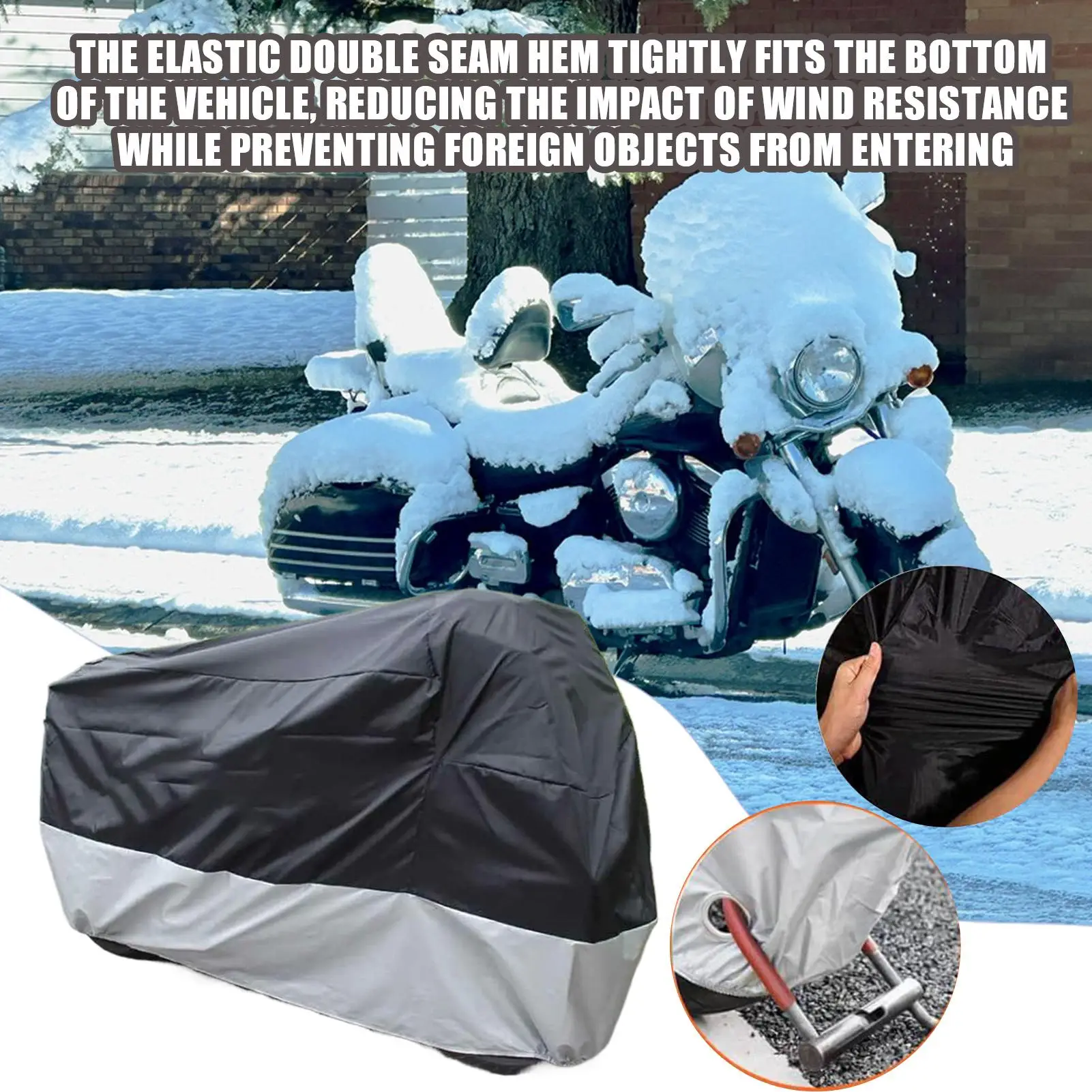 

Motorcycle Cover Compact Waterproof Storage Cover All Season Storage Windproof Protector With Lock-Holes For Rainy Weather