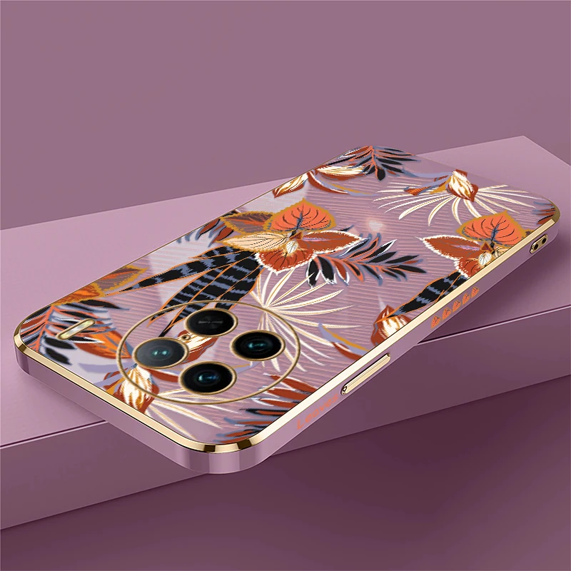 Flowers Pattern Phone Case For Vivo U20 U10 U3X U3 U1 T1 Pro T1 5G India Silicone Shockproof Bumper Back Soft Plating Cover