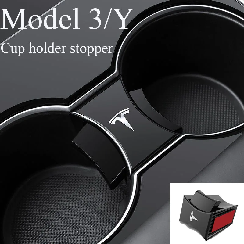 Car Water Cup Slot Slip Limit Clip For Tesla Model 3 Model Y 2021 2022 Car Cup Holder Limiter ABS Accessories