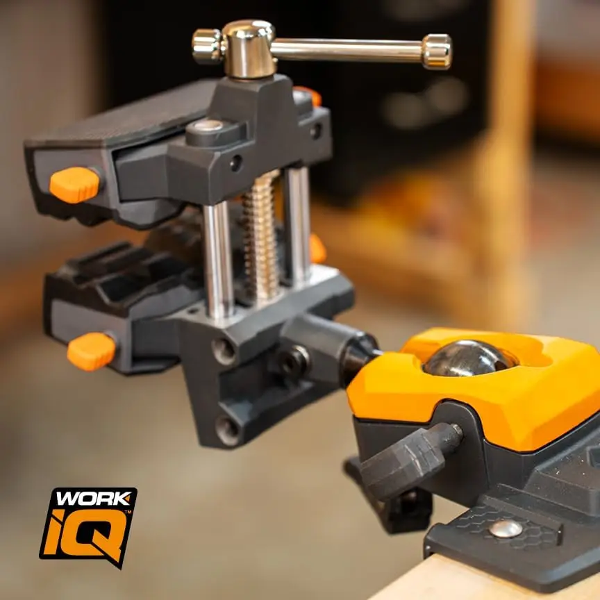 IQ Vise | 360° Articulating Bench Vise Made From Steel & Cast Aluminum w/ 8-Position Locking Ball & Socket | Woodwork