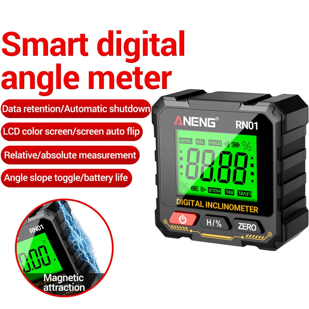 360 Derajat RN01 Goniometer Digital Kotak Tingkat Elektronik Penggaris Sudut Elektronik Busur Derajat Lampu Latar Alat Inclinometer Pekerjaan Kayu