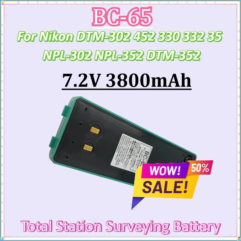 

For Nikon DTM-302 452 330 332 35 NPL-302 NPL-352 DTM-352 NiMH BC-65 7.2V 3800mAh Total Station Surveying Rechargeable Battery
