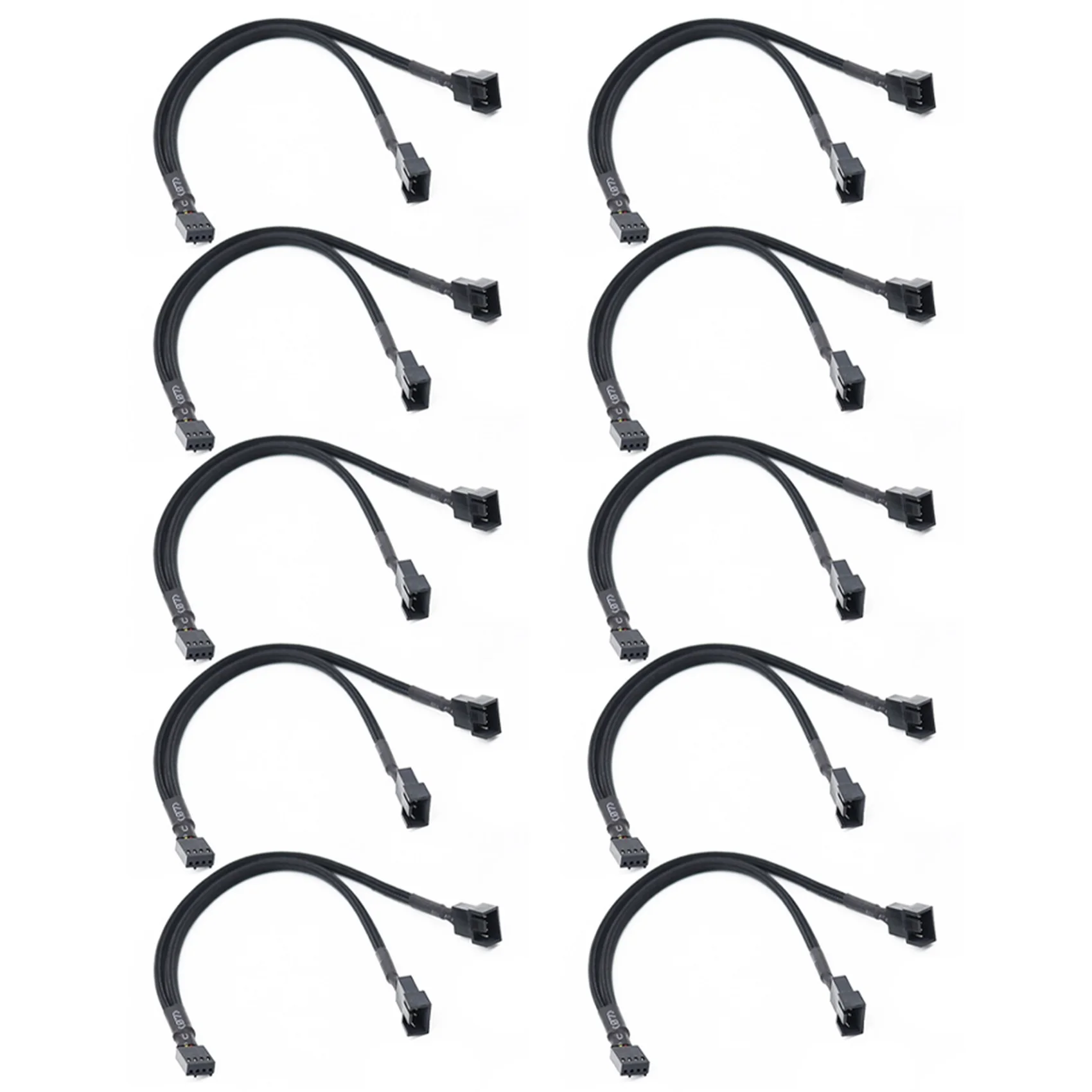 10X 1 To 2 Way Braided Cable Y Splitter 3/4 Pin PWM Male Connector Fan Computer PC Fan Extension Adapter Cable-Y18A