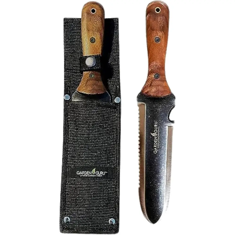 

Stainless Steel Garden Knife with Walnut Handle, Depth Markings, and Nylon Sheath - 30 Pack