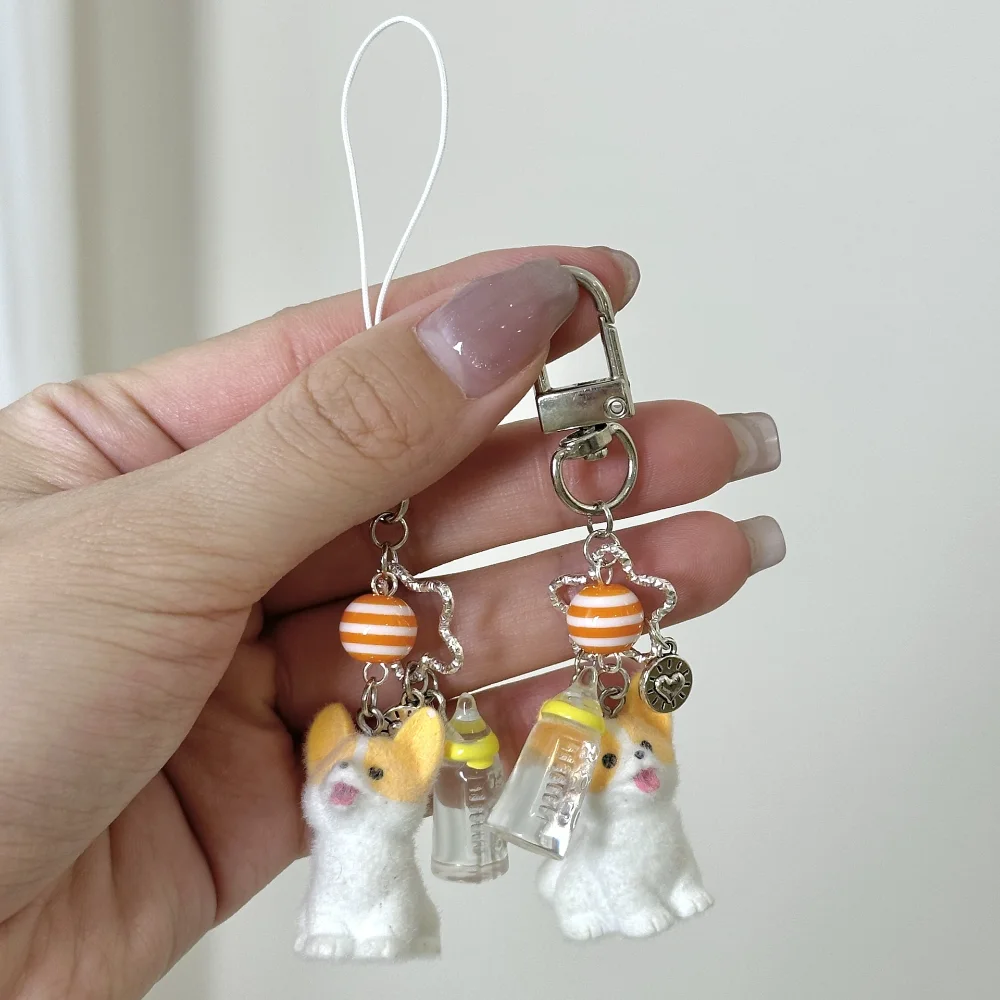 Resin Flocking Koala Keychain Bag Pendant Decoration Cute Cartoon Animal Keyring Mobile Phone Lanyard Creative Gift Key Holder
