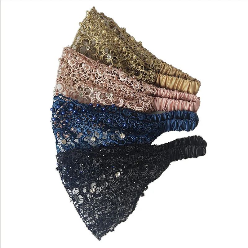 الأزهار الجوف خارج عقال نمط جديد مطرز واسعة حافة رباط شعر للنساء فعالة الشعر الأبيض تغطي الشعر التبعي عقال