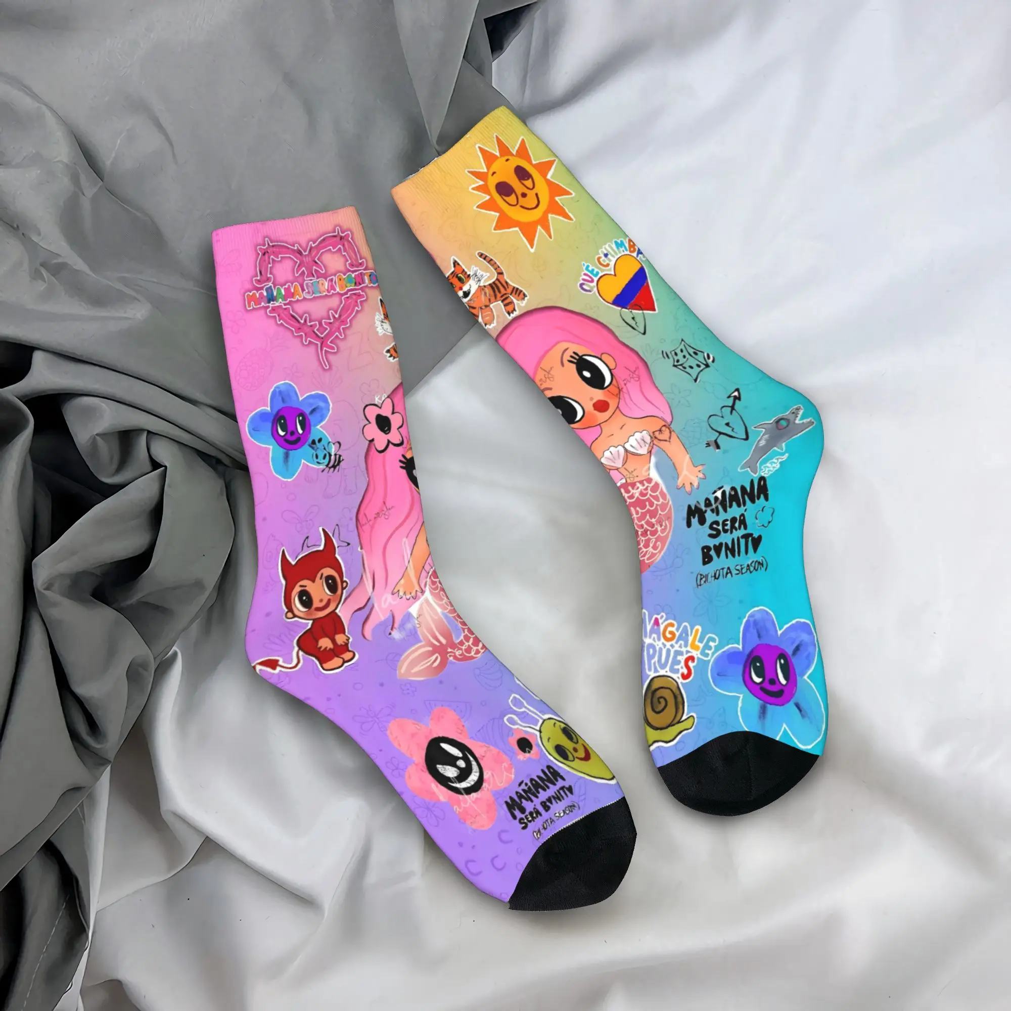 

Носки Manana Sera Bonito Karol G, противоскользящие мужские носки с рисунком, средние мягкие осенние повседневные уличные носки