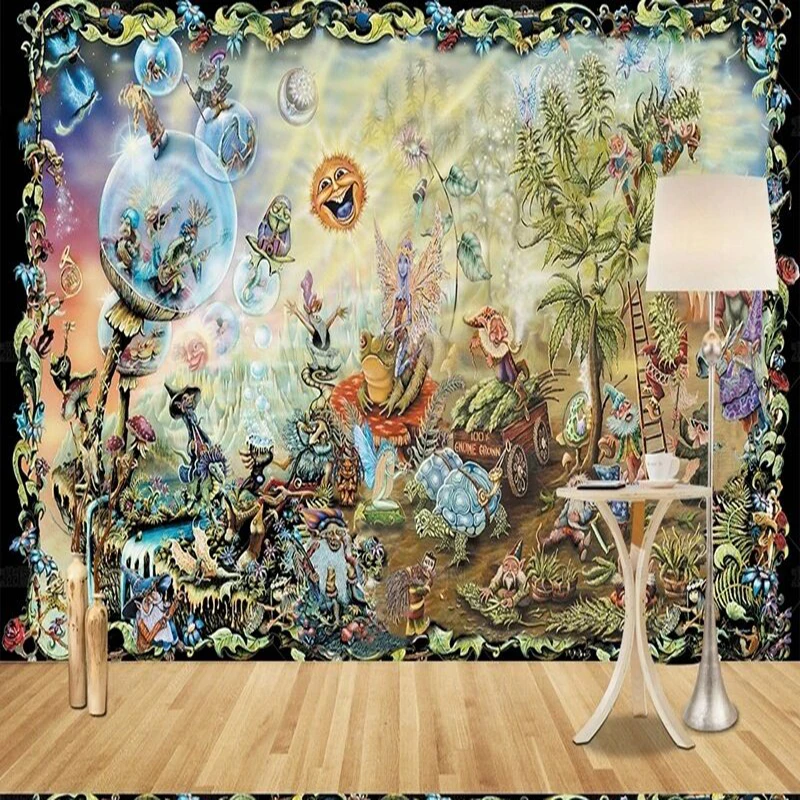 

Европейский стиль современные абстрактные ретро деревья фигурки джунгли животные ТВ роскошное украшение дома спальня диван фон обои