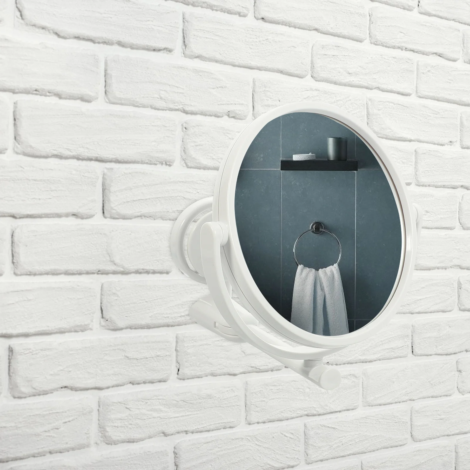 

Rotary Folding Makeup Mirror Glass ABS Makeup Supplies Punch Free Wall Mirror Bathroom Design