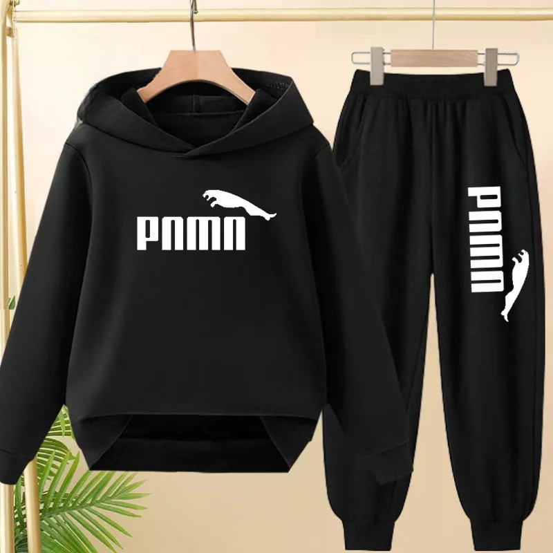 

Children Clothes Outerwear Beautiful Letter Print Hoodie+Pants Age 3-12 Age Hooded Autumn winter Sportswear 2 piece Set Pullover