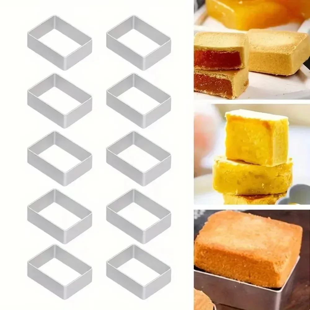 10PCS Pineapple Crisp Mold Rectangle Cheese Cake Molds DIY Mini Cheesecake Cookie Pastries Baking Mould for Kitchen Baking Tools