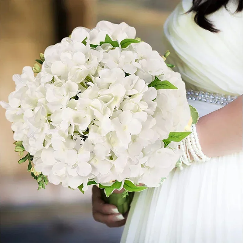 Flores artificiales de hortensia, cabezas de hortensia de seda para boda, 50 piezas