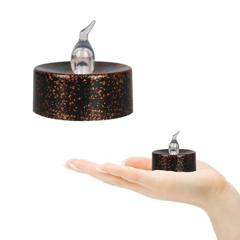 L43A 12 Pcs Plated Black Candles Battery Operated Tea light Flameless LED Electronic