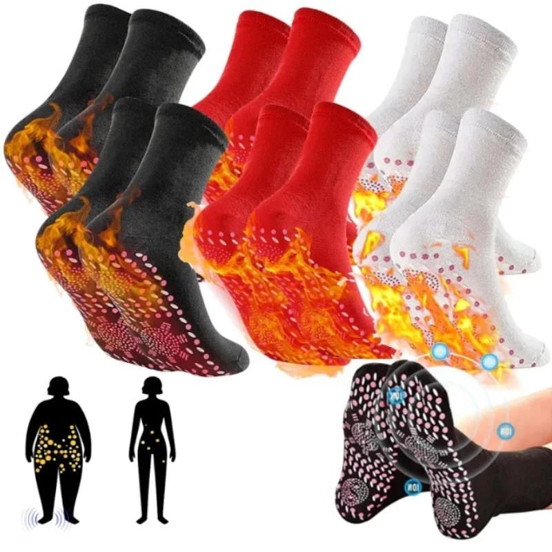 

6 Pairs Self-Heating Sock Tourmaline Slimming Health Sock Winter Elastic Thermal Health Care Socks Short Sock Magnetic Therapy