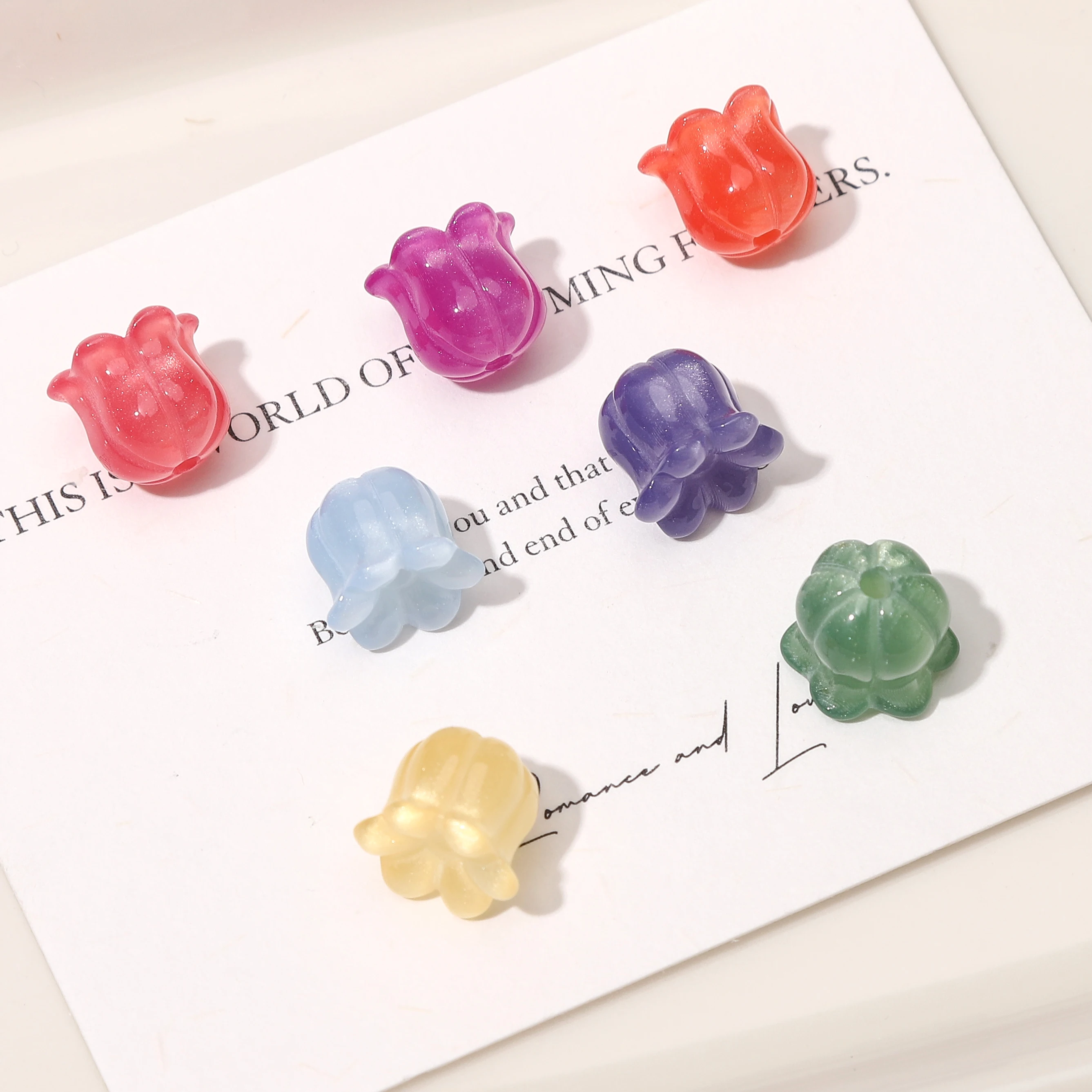 2/7pcs UV Color Changing Resin Bell Flower Beads