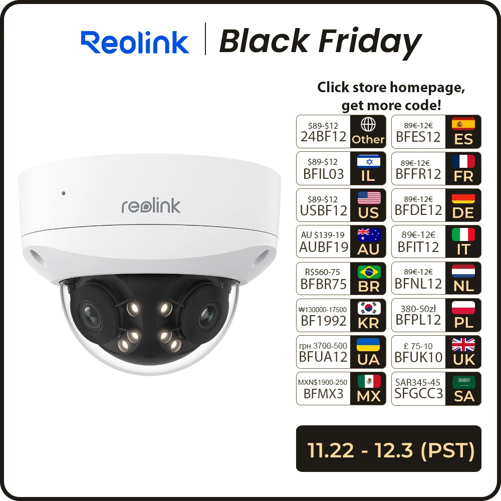 Reolink 8MP 16MP PoE IP Camera IK10 Vandal-Proof Security Camera Dual-lens 180° Panoramic Surveillance Cameras with Spotlight