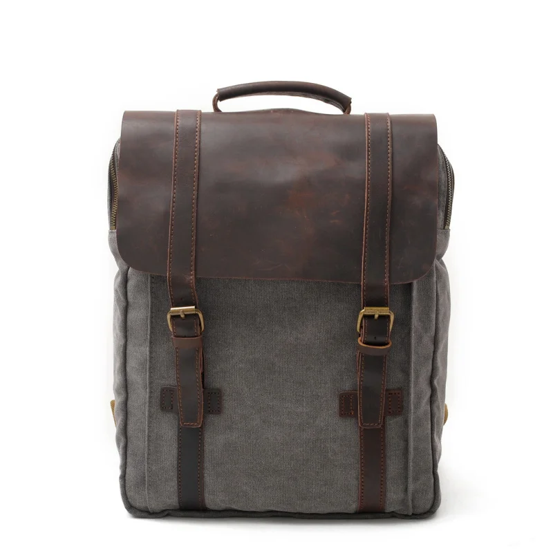 

Retro men's canvas backpack, casual men's bag, large capacity travel bag, computer backpack, double shoulder bag
