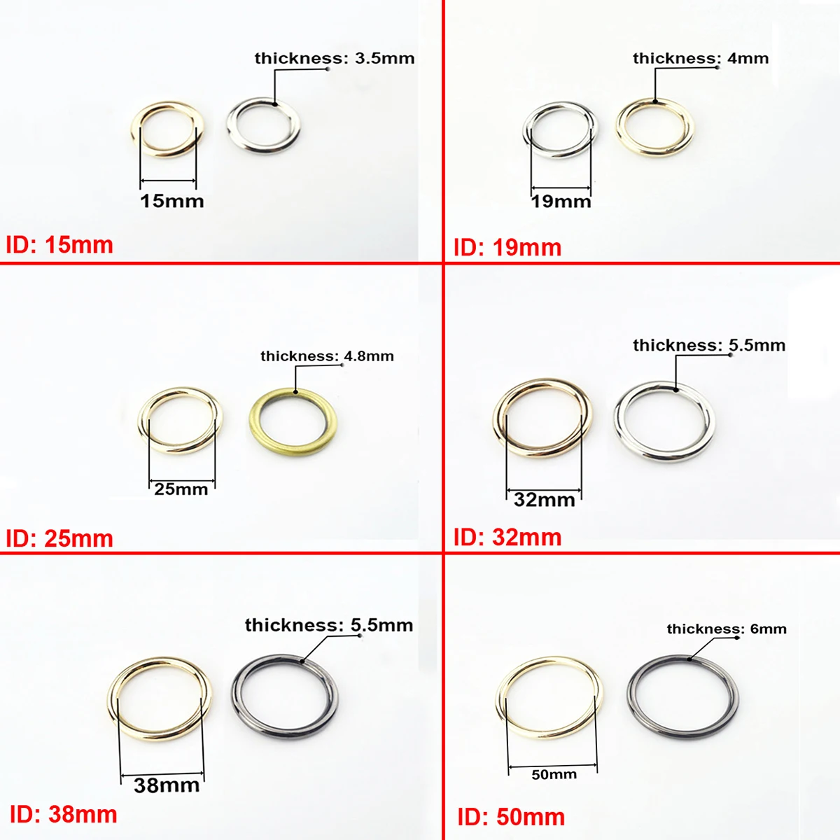 1pcs Metal Mold Casting O Ring Seamless Round Buckle for Leather Craft Garment Webbing Bag Strap Shoes Hardware Accessories