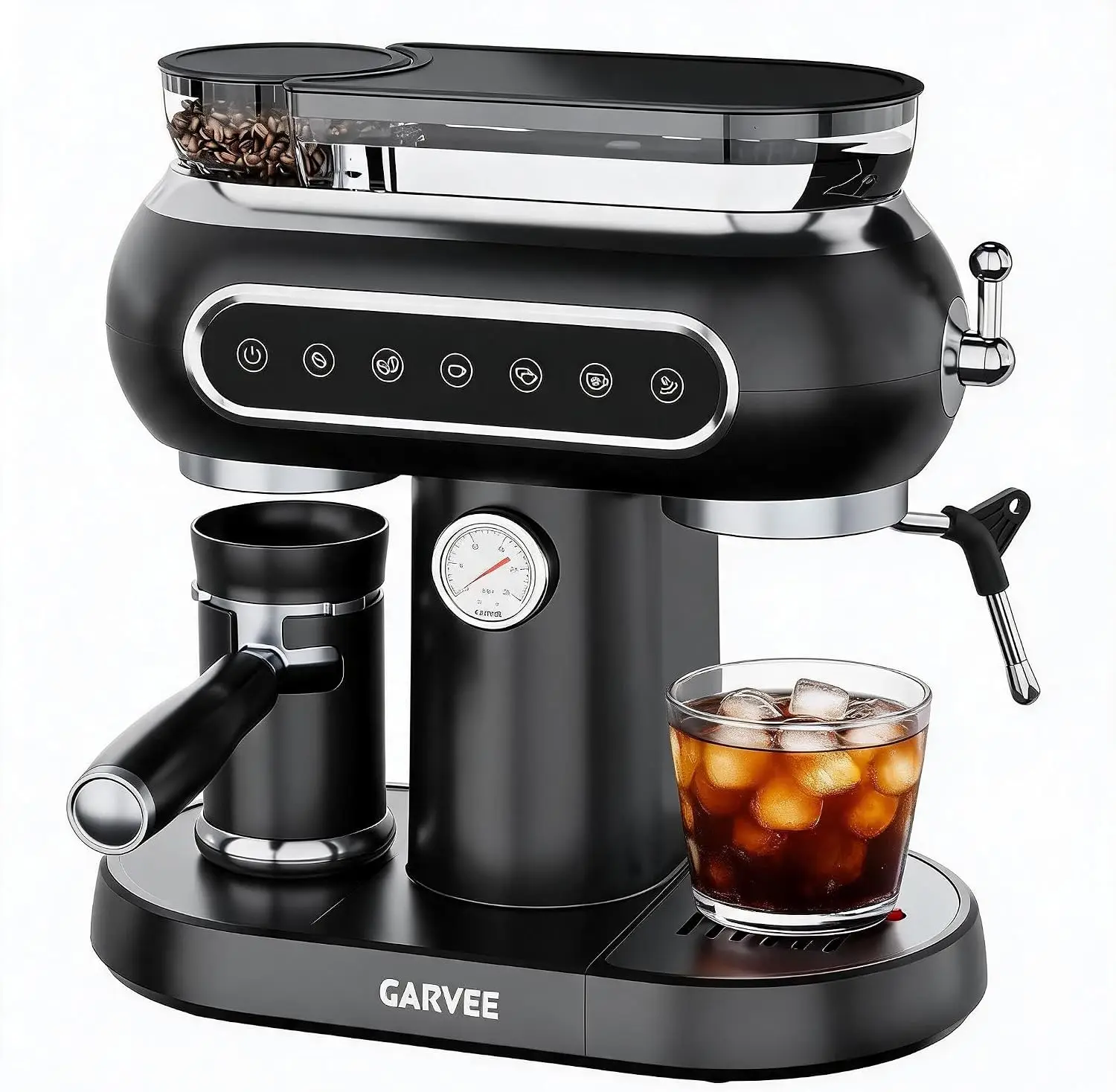 Macchina per espresso con macinacaffè integrato, macinatura di precisione a 25 velocità, estrazione ad alta pressione da 15 bar, sistema di riscaldame