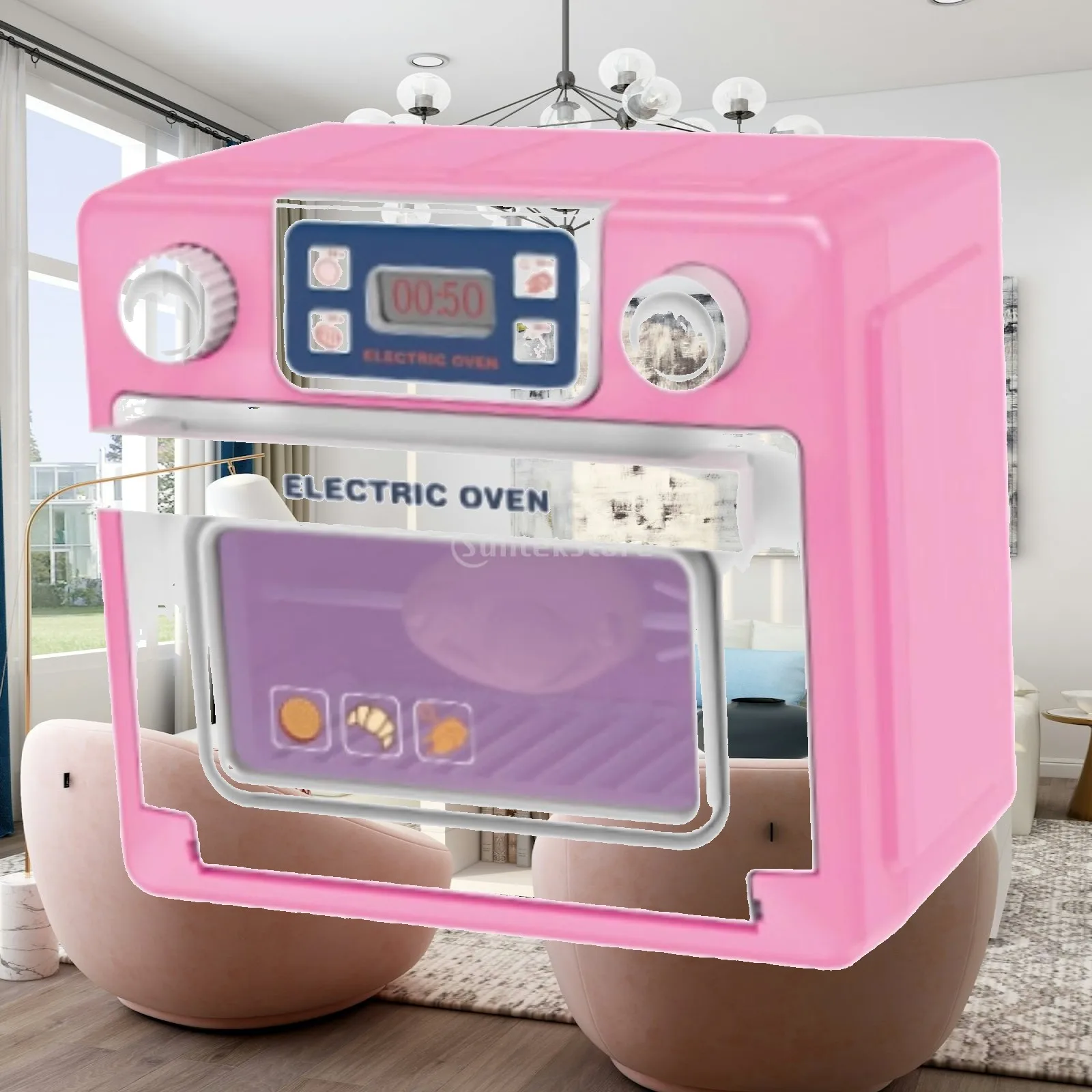 Kitchen Simulation Oven Toy for Children Pretend Cooking Set with Light Sound and Roast Chicken Learning Toy