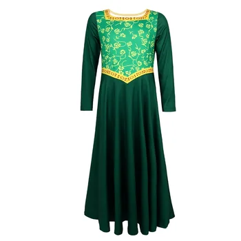 Green Fiona Dress Shrek Cosplay Costume Halloween Fancy Party Roleplay for Girls Kids Princess Fiona Dress