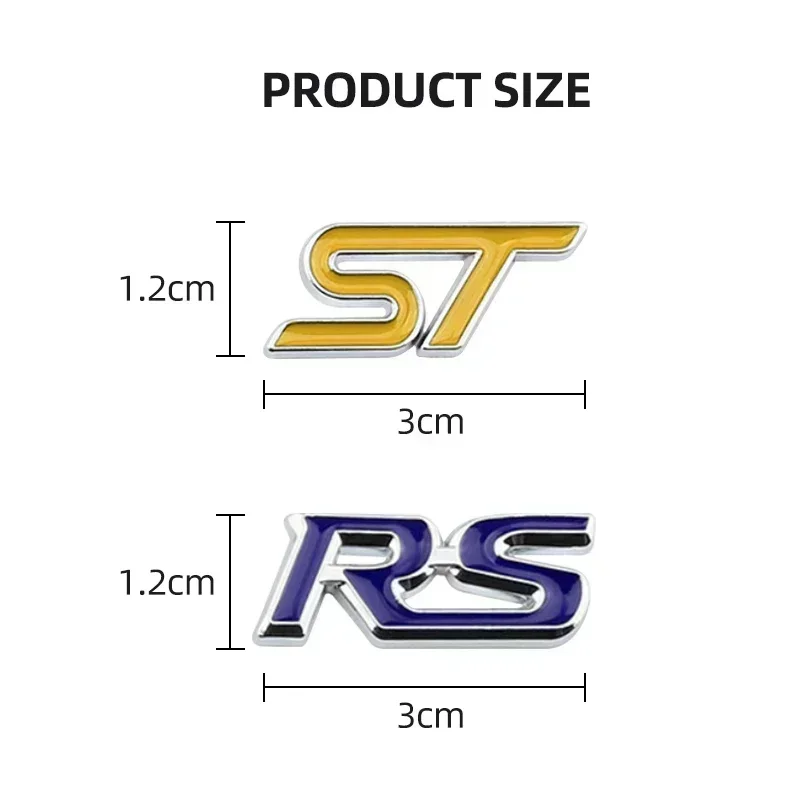 1pcs 3d Metal Logo ST RS letter Badge Decal Car Steering Wheel Emblem Sticker decoration auto Styling Accessories