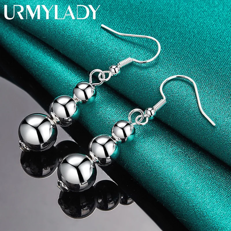 URMYLADY 925 Sterling Silver Three Ball Earrings For Women Wedding Party Fashion Jewelry