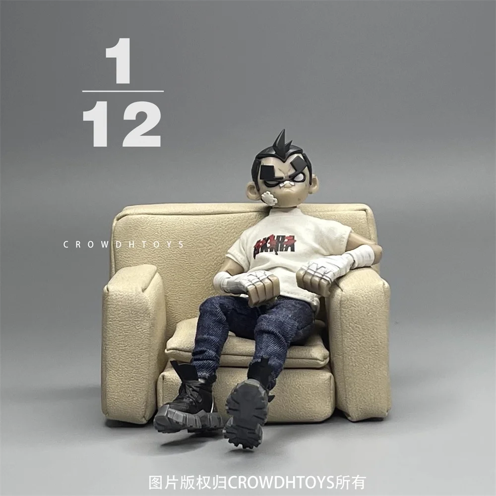 3ATOYS Skala 1/12 Modna Wielokolorowa Czerwono-Biało-Czarna Sofa Około 12x8,5x7,5 CM Bez Ciała Bez Lalki Zabawki Model Dla Figurki Akcji 6"