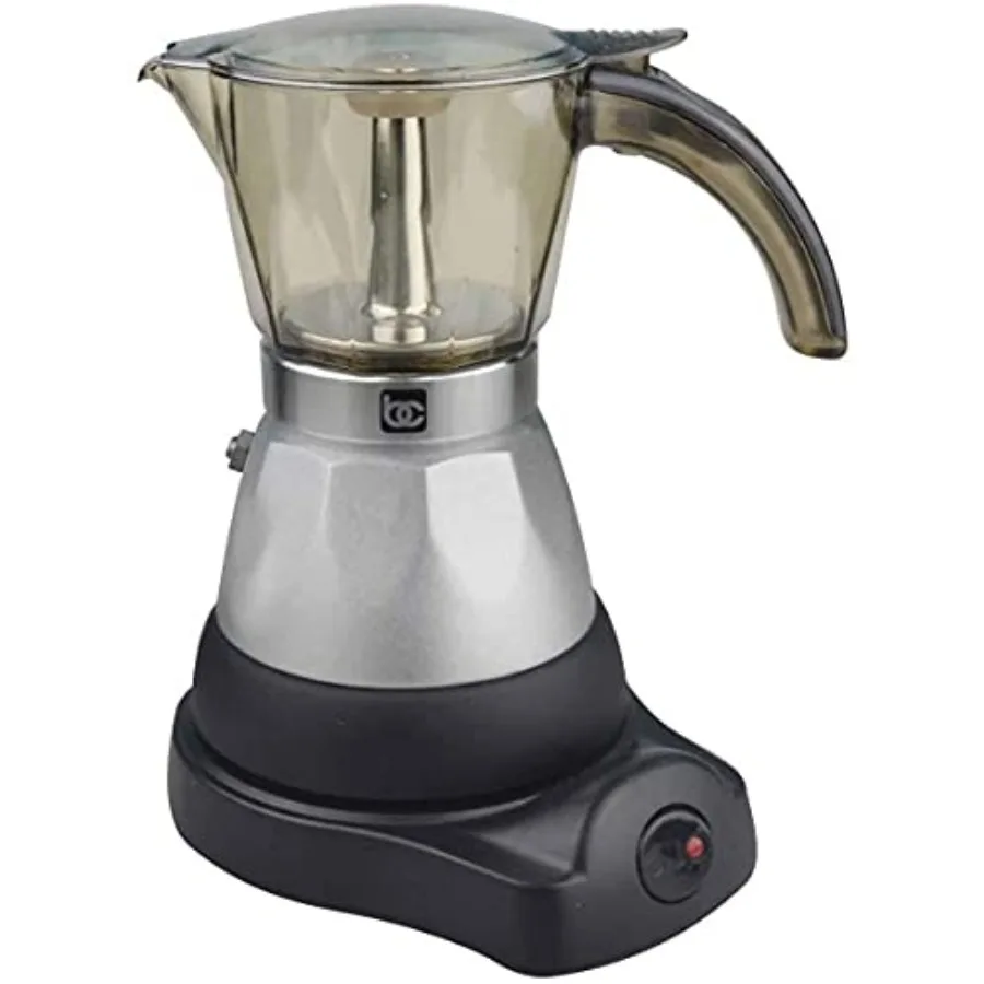 

- Black Espresso Coffee Maker with Transparent Carafe - Brews 3 Cups in 5 Minutes - Includes Cool-touch Handle and Automatic Sh
