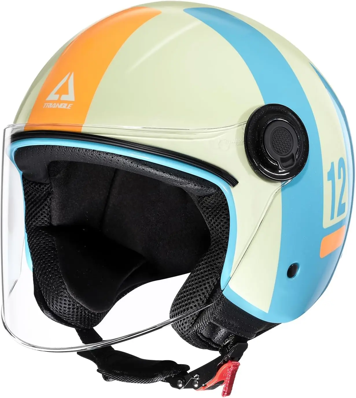 Open Face Motorcycle Helmet Retro 3/4 Helmets with Clear Visor for Men Women DOT Approved