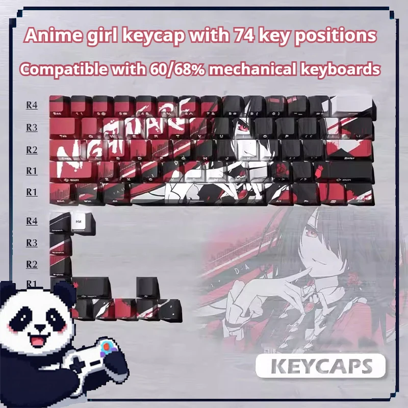 Keycap Anime Girl dengan Ukiran Samping, Switch Magnetik/Keycap Keyboard Mekanik, Cocok untuk Wooting Mchose Dll. 60/68, Aksesoris Game yang Sesuai