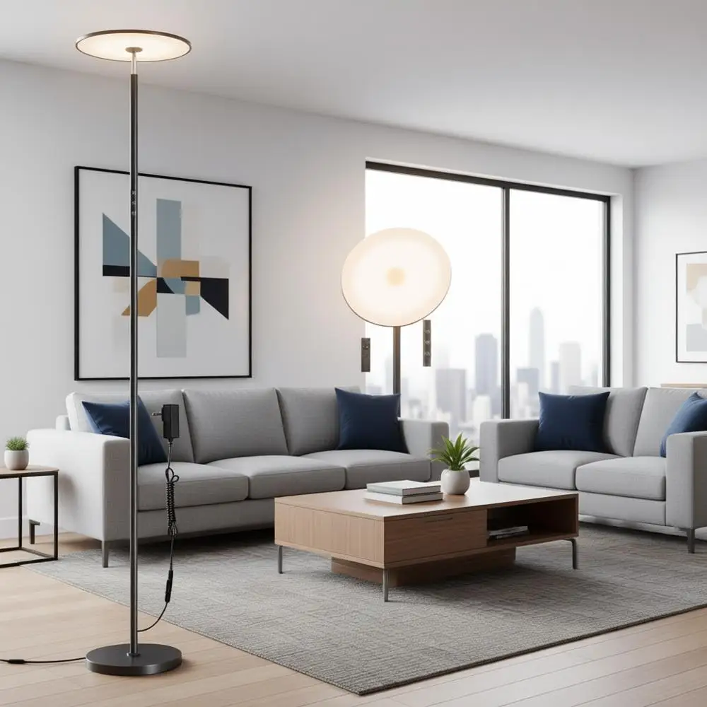 

LED Floor Lamp, 36W 3600LM Standing Lamp, 350W Equivalent, Touch Control, Torchiere Floor Lamp with 2700K-6500K Step Dimming, 69