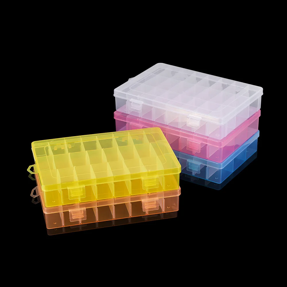 1Pcs 24 Grid Double Buckle Practical Transparent Plastic Box Detachable Multi Grid Classification Jewelry Accessorie Storage Box