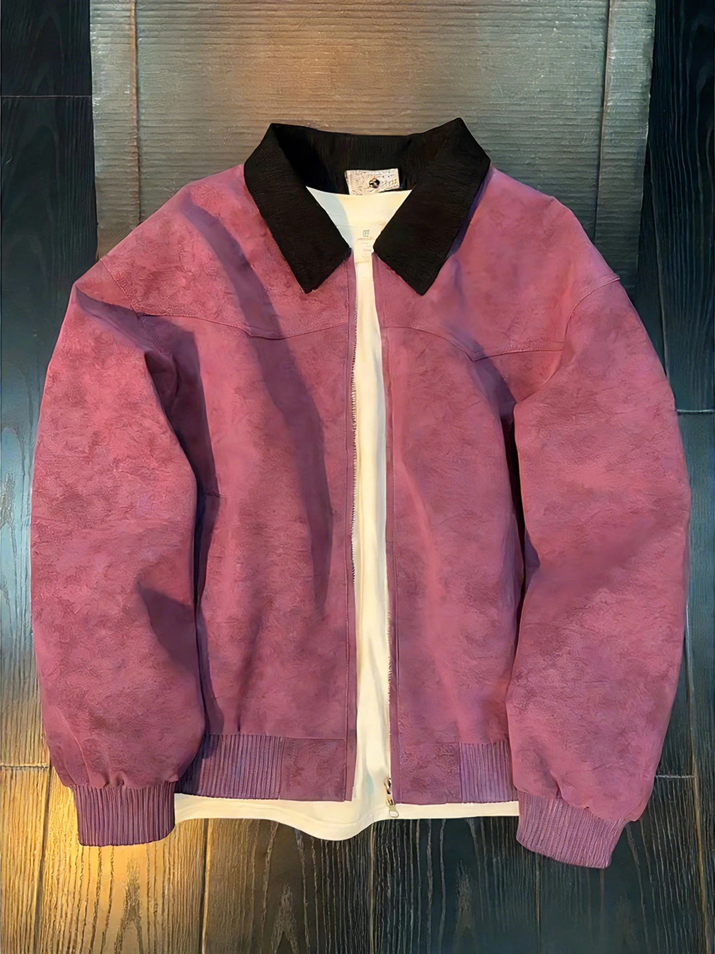 

Мужская куртка-бомбер из искусственной кожи цвета сливового вишневого оттенка, в американском стиле, свободного кроя, теплая верхняя одежда для весны