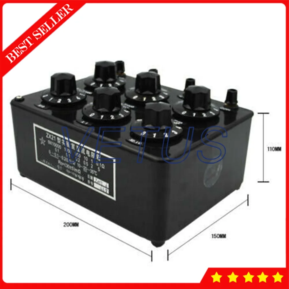 ZX21 DC Resistance Box Six Sets of Switches Adjustable Resistance Box Variable Decade Resistor 0~99.9999 Kilo-ohm